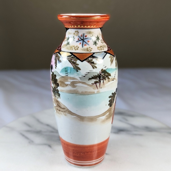 Antique Japanese Kutani Porcelain Vase Chinoiserie - Picture 4 of 12